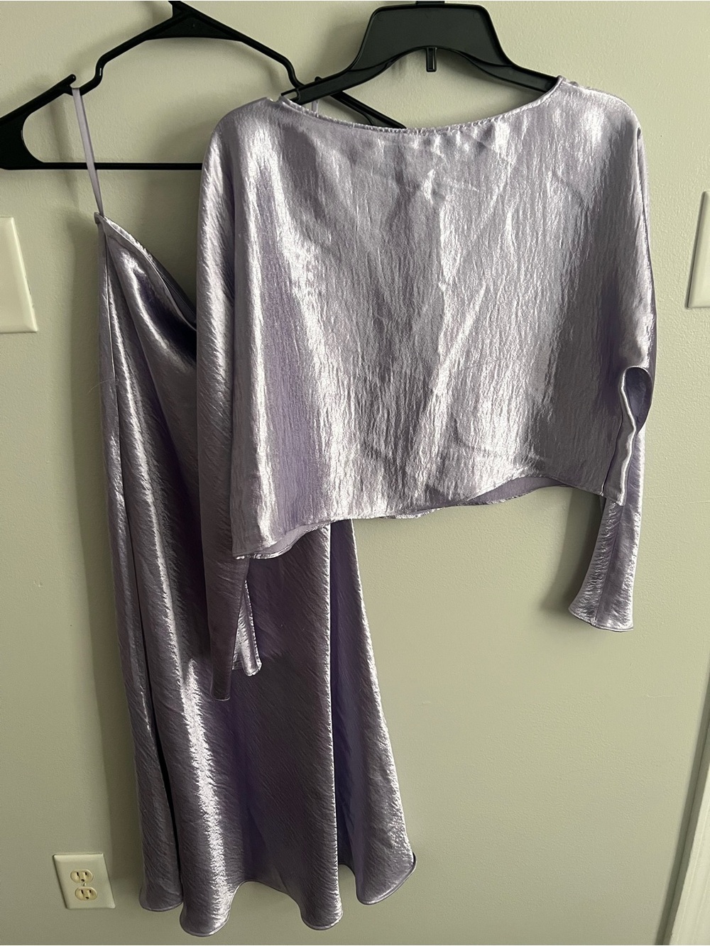 ANTONIO MELANI Metalic Lavender Colorway Maxi Skirt and Boatneck Top 2 Piece Set